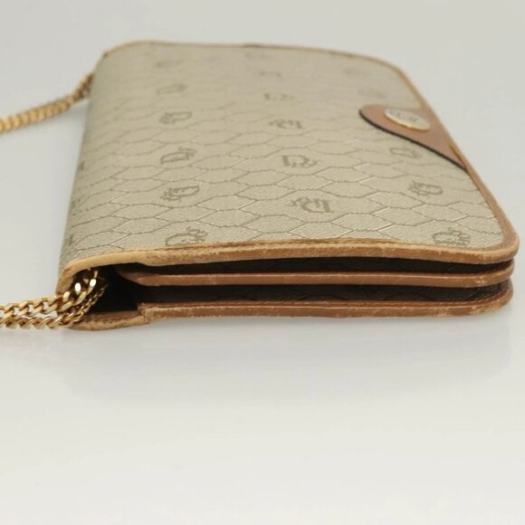 Christian Dior Honeycomb Canvas Chain Shoulder Bag PVC Beige Gold Auth ti3242 - Picture 5 of 16